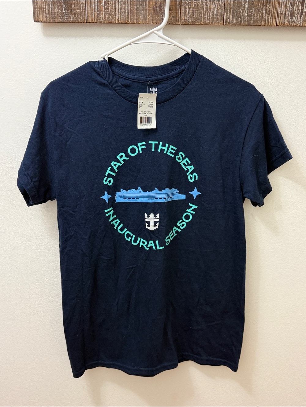 Royal Caribbean International Navy Tee with Turquoise & Light Blue Cruise Graphi